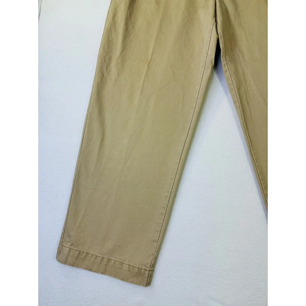 Mens Izod Khaki Chino Pants Straight Leg Flat Front Cotton Twill Tan 36x30